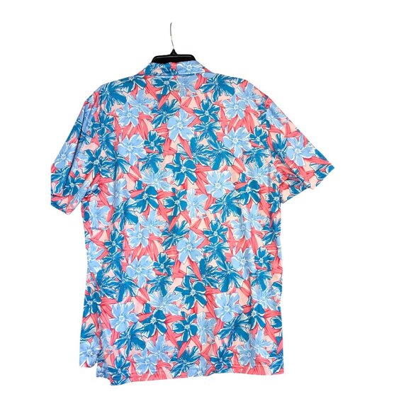 Vineyard Vines Mens On-The-Go Sankaty Polo Hawaiian L Pink & Blue Shirt - Picture 5 of 5